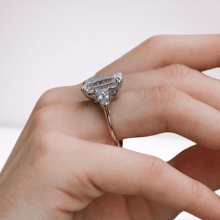 Flash Sale- Gorgeous Three Stone Emerald Cut Engagement Ring Evani Naomi Jewelry