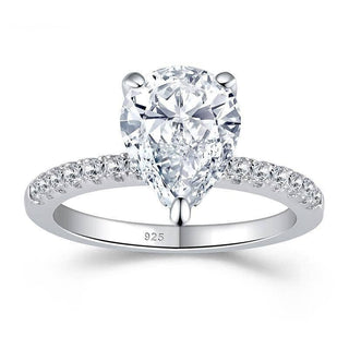 Flash Sale- Pear Cut 4 ct Created Diamond Engagement Ring Evani Naomi Jewelry