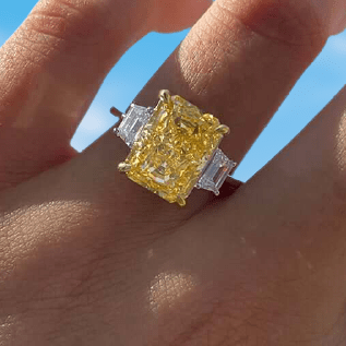 Flash Sale- Radiant Cut 5.0 ct Yellow Stone Certified Moissanite Engagement Ring Evani Naomi Jewelry
