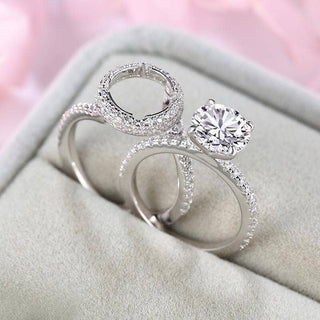 Flash Sale- Round Cut 2.0 ct Diamond Halo Wedding Ring Set Evani Naomi Jewelry