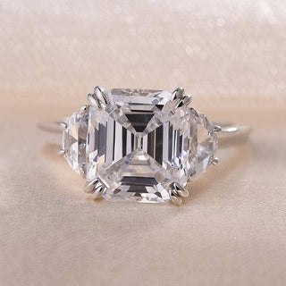 Flash Sale- Three Stone 4.5 Carat Asscher Cut Engagement Ring Evani Naomi Jewelry