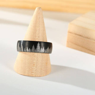 Forest Engraved 8mm Tungsten Carbide with Inner Wood Shank Evani Naomi Jewelry