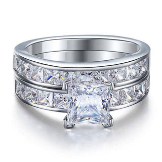 Genuine 1.00 ct Princess-cut Diamond Bridal Set Evani Naomi Jewelry