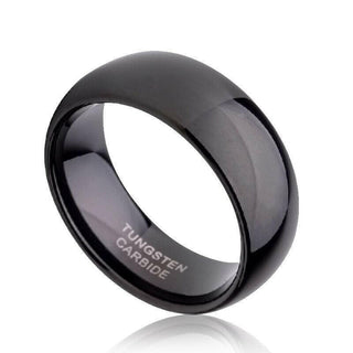 Glossy Black Dome 8mm Tungsten Carbide Wedding Band Evani Naomi Jewelry