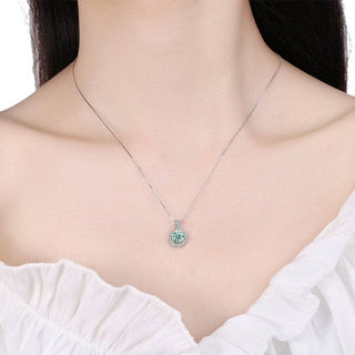 Gorgeous 1.0 ct Green Moissanite Halo Necklace Evani Naomi Jewelry