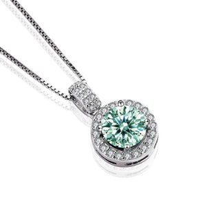 Gorgeous 1.0 ct Green Moissanite Halo Necklace Evani Naomi Jewelry