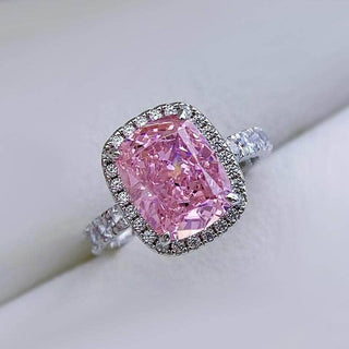 Gorgeous Halo Cushion Cut Pink Sapphire Engagement Ring Evani Naomi Jewelry