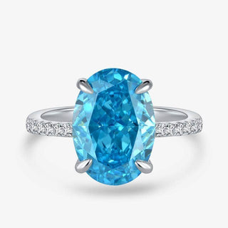 Oval Cut 3.5ct Light Aquamarine Blue Created Diamond Engagement Ring