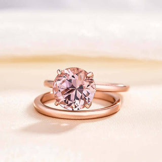 Gorgeous Round Cut Morganite Pink Wedding Set Evani Naomi Jewelry