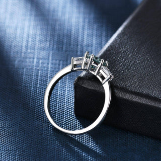 Round & Baguette 1.00 ct Diamond Engagement Ring-Evani Naomi Jewelry