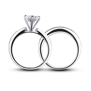 Half-Eternity Round 1.0 ct Diamond Ring Set Evani Naomi Jewelry