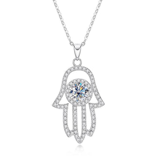 Hamsa Hand Of Fatima 1.0 ct Moissanite Necklace Evani Naomi Jewelry