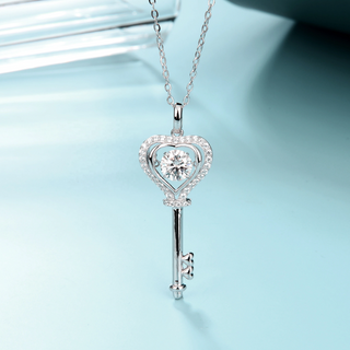 Heart Key 1.0 ct Moissanite Necklace Evani Naomi Jewelry
