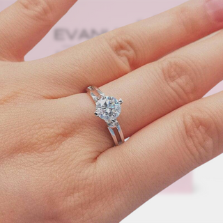 Heart Prong 1.00 ct Round Diamond Engagement Ring Evani Naomi Jewelry