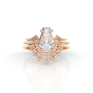 LOVE SPELL Gothic Spider Web Wedding Ring Set in 14k Gold Coffin Cut Moissanite Evani Naomi Jewelry