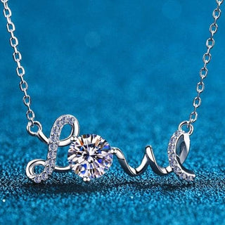 LOVE Word with 1.0 ct Moissanite Necklace Evani Naomi Jewelry