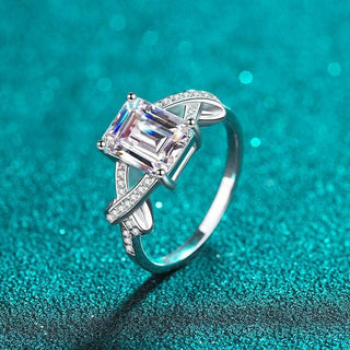 Luxurious 3ct Emerald Radiant Cut Moissanite Wedding Ring Evani Naomi Jewelry