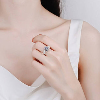 Luxurious 3ct Emerald Radiant Cut Moissanite Wedding Ring Evani Naomi Jewelry