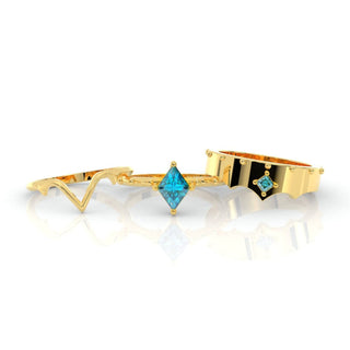 Marksman's Ring Set (Women)- Video Game Inspired Rings in 14k Yellow Gold Evani Naomi Jewelry