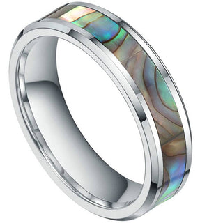 Multi-color Men's Tungsten Wedding Band with Abalone Shell Inlay Evani Naomi Jewelry