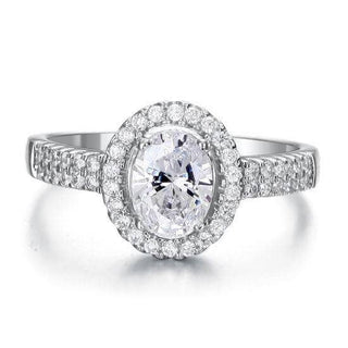 Oval-cut 1.50 ct Diamond Halo Engagement Ring Evani Naomi Jewelry