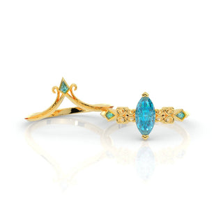 Paladin's 2-piece Ring Set (Women)- Video Game Inspired Rings in 14k Yellow Gold Evani Naomi Jewelry
