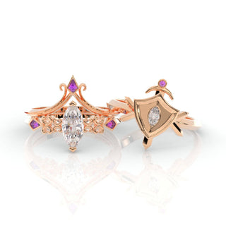 Paladin's 2-piece Ring Set (Women)- Video Game Inspired Rings in 14k Yellow Gold Evani Naomi Jewelry