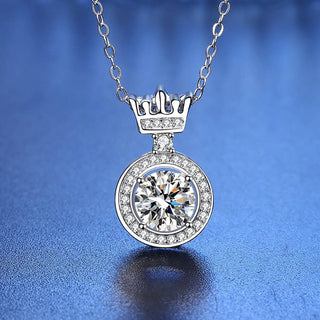 Princess Crown 1.0 ct Moissanite Diamond Necklace Evani Naomi Jewelry