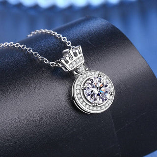 Princess Crown 1.0 ct Moissanite Diamond Necklace Evani Naomi Jewelry