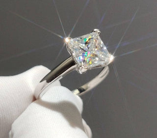 Princess Cut 1ct Sparkling Moissanite Classic 4 Claw Engagement Ring Evani Naomi Jewelry