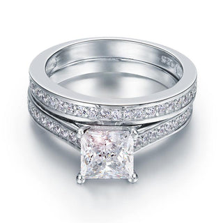 Princess-cut 1.5 ct Diamond Wedding Ring Set Evani Naomi Jewelry
