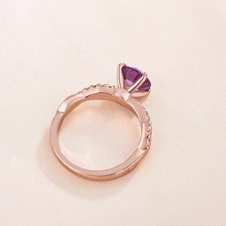 Rose Gold Twist Round Cut Amethyst Purple Promise Ring Evani Naomi Jewelry