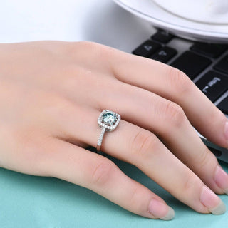 Round 1.0 ct Diamond Cushion Halo Engagement Ring Evani Naomi Jewelry