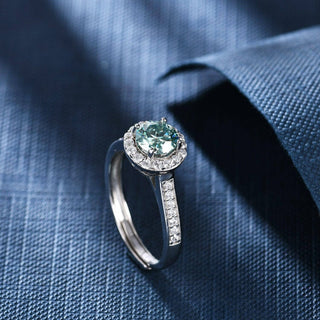 Round 1.00 ct Diamond Halo Adjustable Engagement Ring Evani Naomi Jewelry
