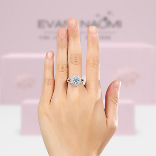 Round 1.25 ct Diamond Double-Halo Engagement Ring Evani Naomi Jewelry