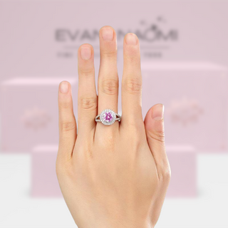 Round 1.25 ct Diamond Double-Halo Engagement Ring Evani Naomi Jewelry