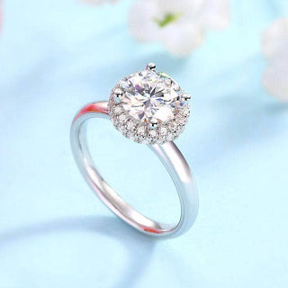 Round 1.50 ct Diamond Halo Engagement Ring Evani Naomi Jewelry