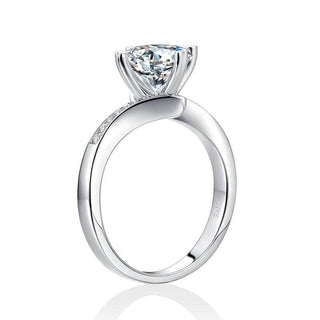 Round 1.50 ct Diamond Ring with Heart Shaped Prongs Evani Naomi Jewelry
