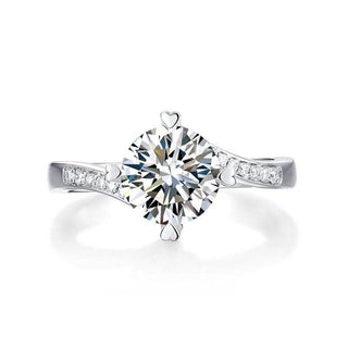 Round 1.50 ct Diamond Ring with Heart Shaped Prongs Evani Naomi Jewelry