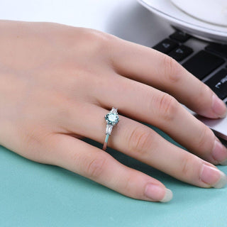Round & Baguette 1.00 ct Diamond Engagement Ring Evani Naomi Jewelry