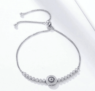Round Blue Eye Diamond Bolo Adjustable Bracelet Evani Naomi Jewelry