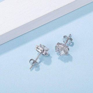 Round-cut 1.0 ct Moissanite Diamond Halo Earrings Evani Naomi Jewelry