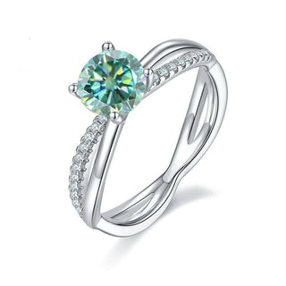 Round-cut 1.00 ct Green Diamond Split Shank Engagement Ring Evani Naomi Jewelry