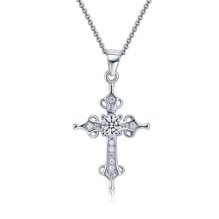 Round-cut Diamond Cross Shaped Necklace Evani Naomi Jewelry