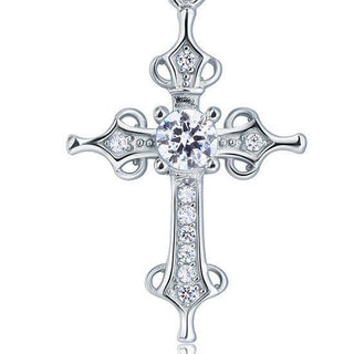 Round-cut Diamond Cross Shaped Necklace Evani Naomi Jewelry