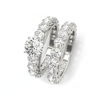 0.8 Ct Round Moissanite Diamond Engagement Ring Set