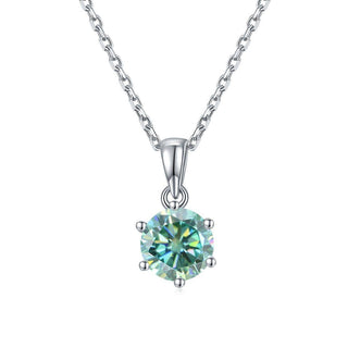 Simple 1.0 ct Green Moissanite Solitaire Necklace Evani Naomi Jewelry