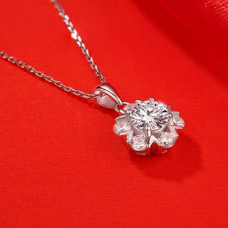 Snowflake 1.0 ct Round Moissanite Diamond Necklace Evani Naomi Jewelry