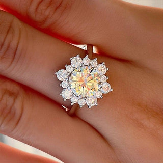 Snowflake Design Round Cut Light Yellow Sapphire Engagement Ring Evani Naomi Jewelry