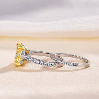 Stunning Radiant Cut Yellow Sapphire Ring Set Evani Naomi Jewelry